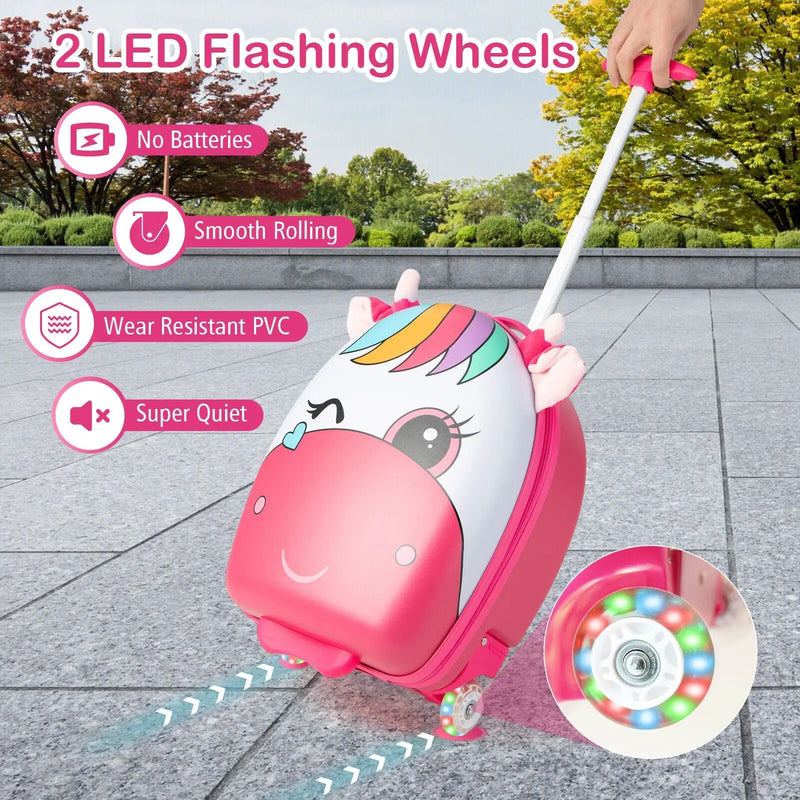 16 Inch Kids Rolling Luggage with 2 Flashing Wheels and Telescoping Handle by DirectDeals