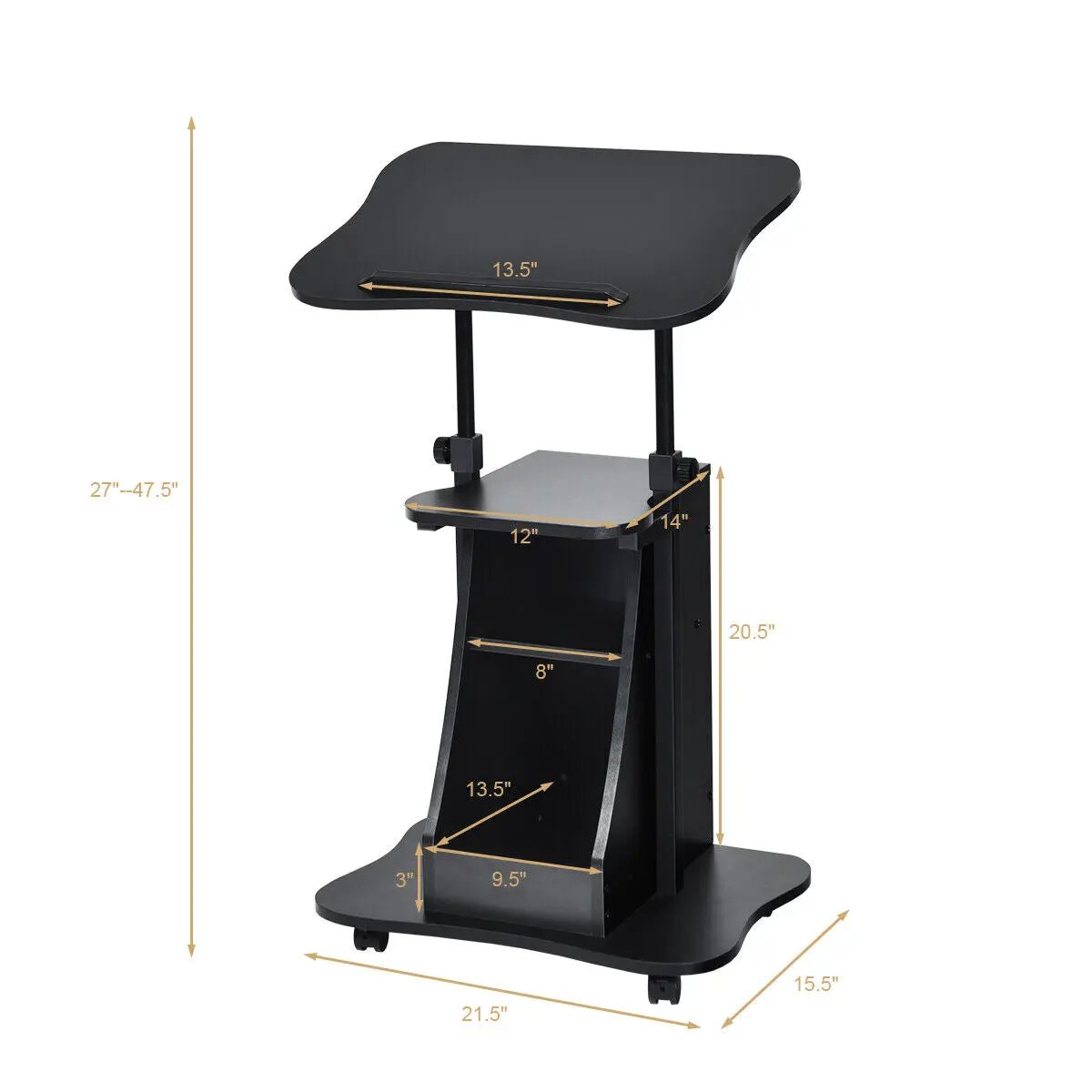 Sit-to-Stand Laptop Desk Cart Height Adjustable with Storage, photo 5 of 11