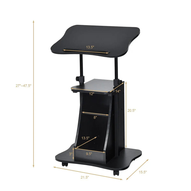 Sit-to-Stand Laptop Desk Cart Height Adjustable with Storage by DirectDeals