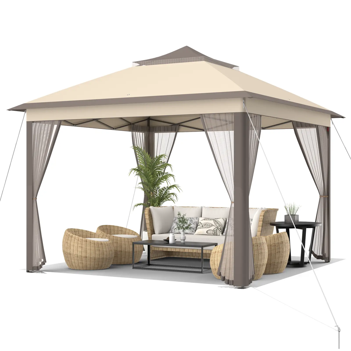 11 x 11 Feet 2-Tier Pop-Up Gazebo Tent Portable Canopy Shelter Carry Bag Mesh, photo 13 of 32