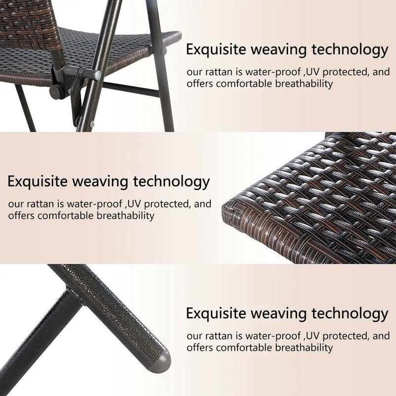 Set of 4 Rattan Folding Chairs by DirectDeals