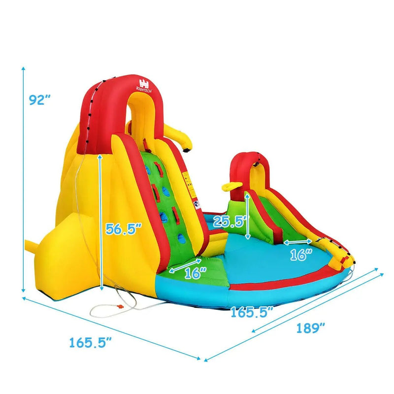 Kid's Inflatable Water Slide Bounce House with Climbing Wall and Pool Without Blower by DirectDeals