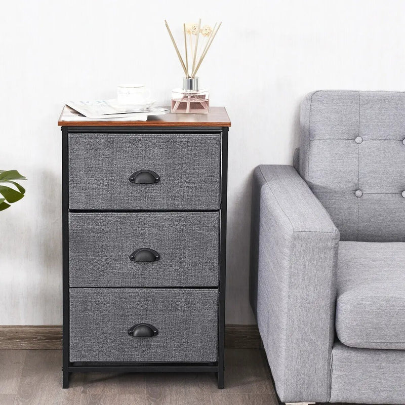 Nightstand Side Table Storage Tower Dresser Chest with 3 Drawers by DirectDeals