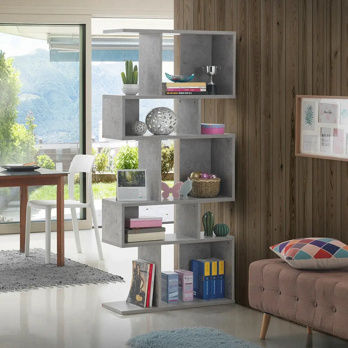 5 Cubes Ladder Shelf Corner Bookshelf Display Rack Bookcase, photo 6 of 10