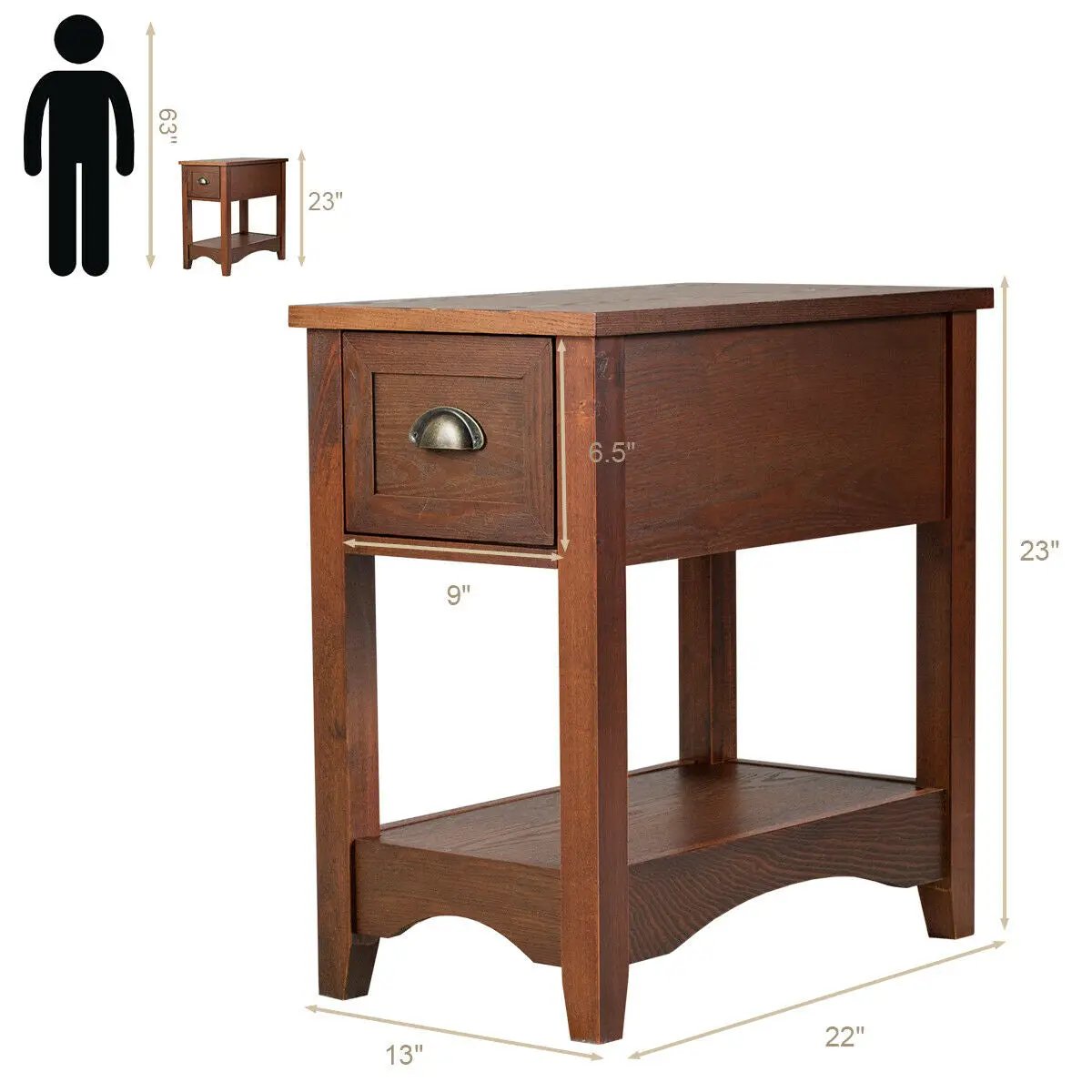 Contemporary Chair Side End Table Compact Table with Drawer Nightstand, photo 5 of 10