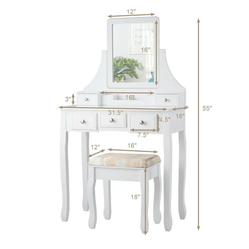 5 Drawers Removable Box Makeup Dressing Vanity Set by DirectDeals