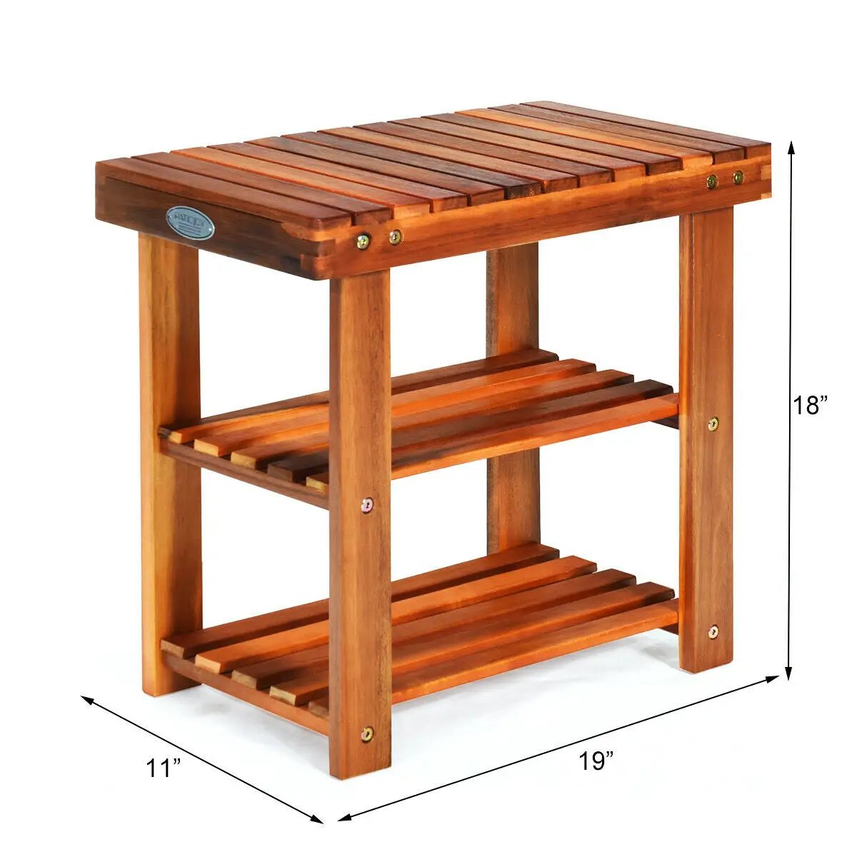 3-Tier Wood Shoe Rack 19' Shoe Bench Boots Organizer by DirectDeals