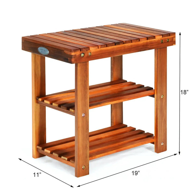 3-Tier Wood Shoe Rack 19' Shoe Bench Boots Organizer by DirectDeals