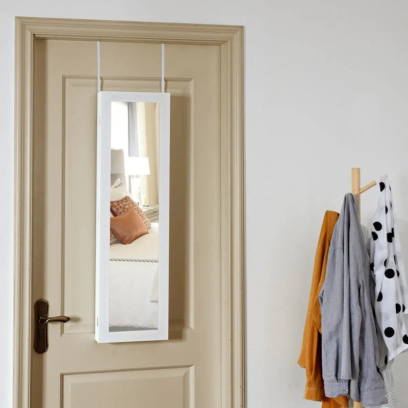 Wall And Door Mirrored Jewelry Cabinet With LED Light by DirectDeals
