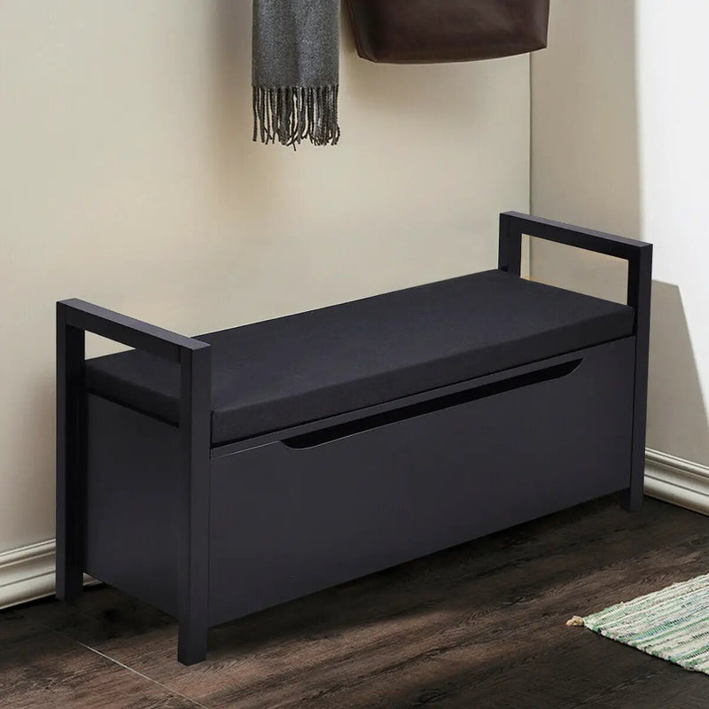 34.5 ×15.5 ×19.5 Inch Shoe Storage Bench with Cushion Seat for Entryway by DirectDeals