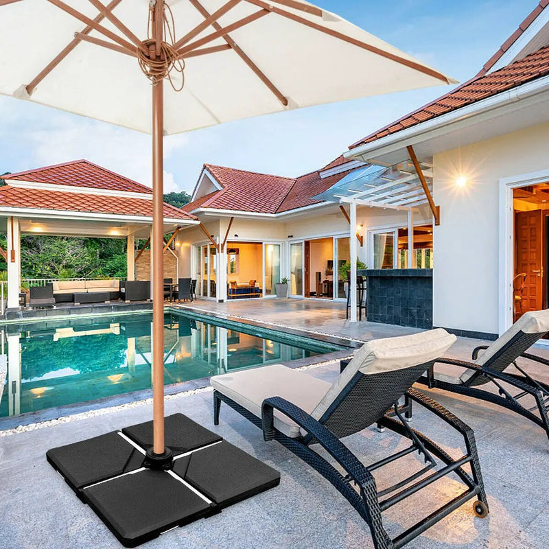 4 Pieces Square Fillable Patio Umbrella Base Set with Handle and Funnel by DirectDeals