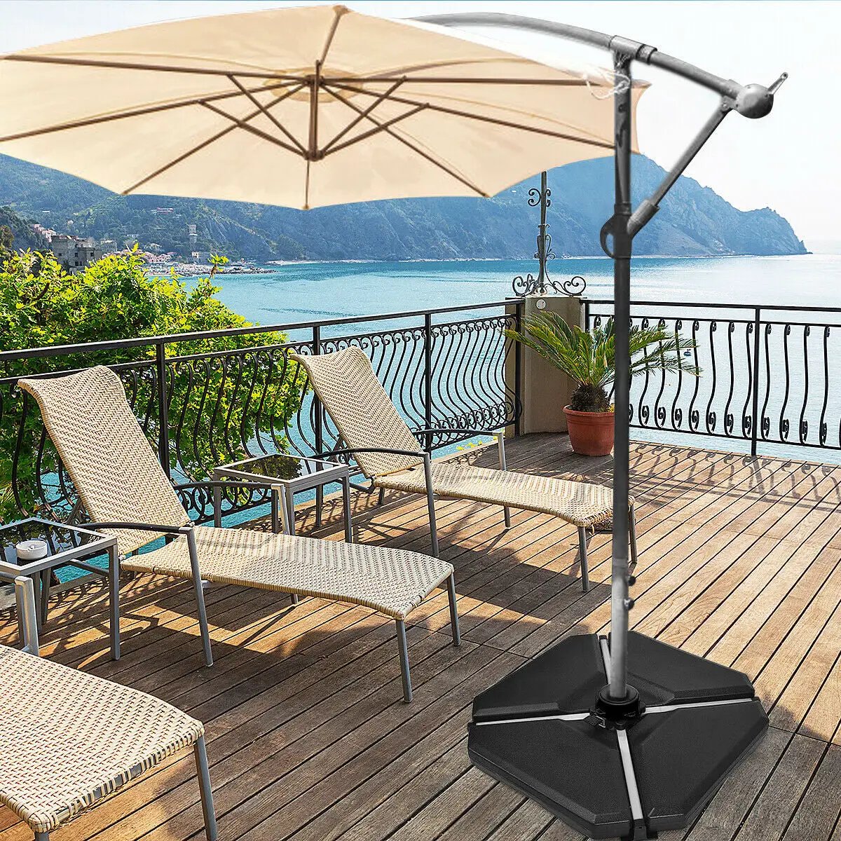 4 Pieces 195 lbs Patio Cantilever Offset Umbrella Base Weight Sand by DirectDeals
