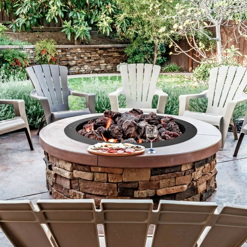 36 inch Round Steel Fire Pit Ring Line for Outdoor Backyard by DirectDeals