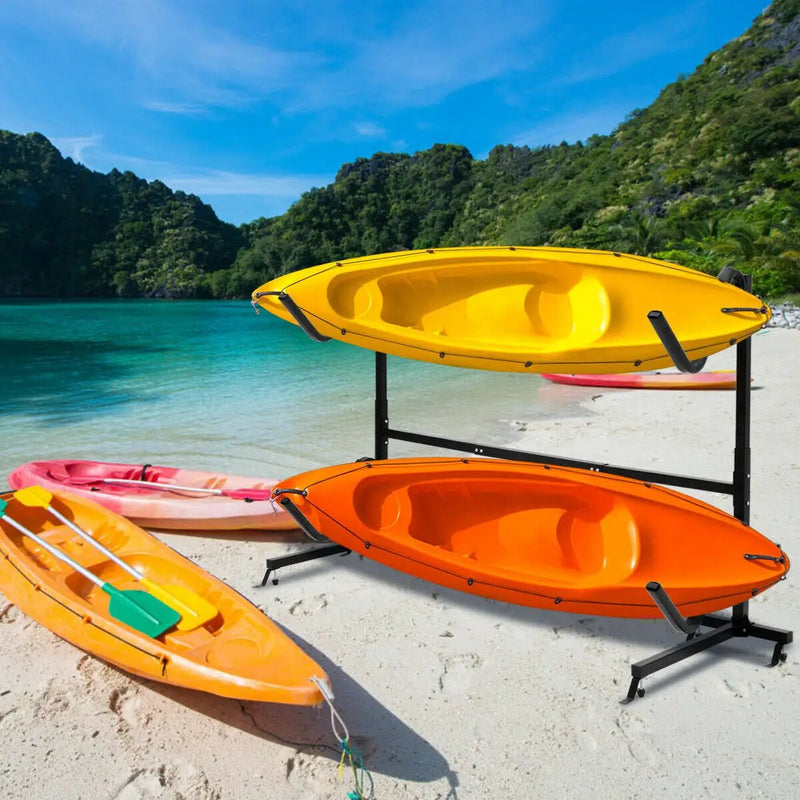 Freestanding Height Adjustable Dual Kayak Storage Rack by DirectDeals
