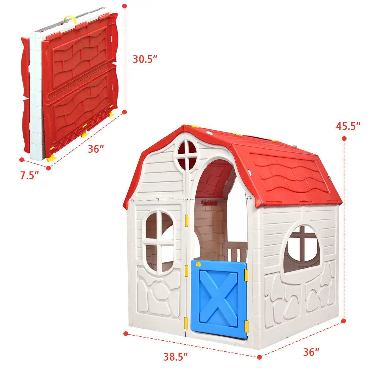Kids Cottage Playhouse Foldable Plastic Indoor Outdoor Toy by DirectDeals