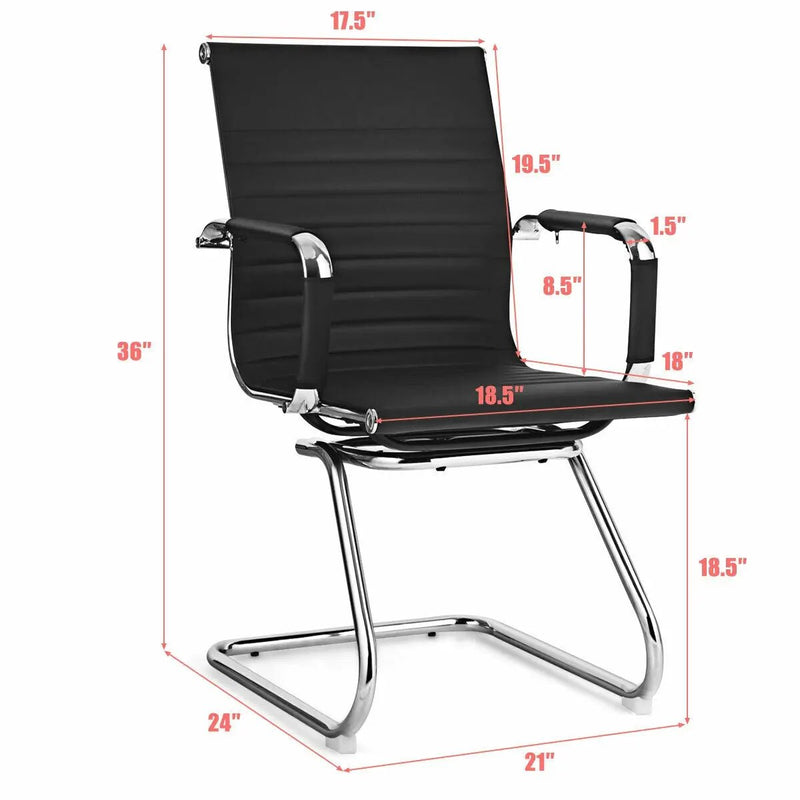 Set of 2 Heavy Duty Conference Chair with PU Leather-Black by DirectDeals