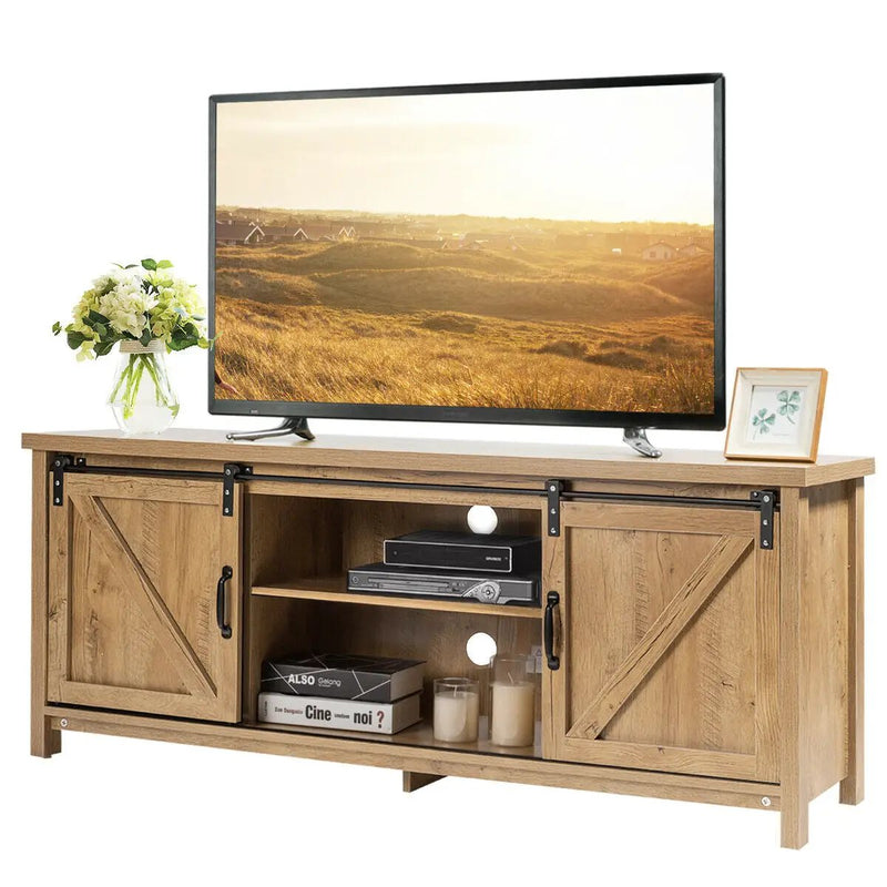 TV Stand Media Center Console Cabinet with Sliding Barn Door by DirectDeals