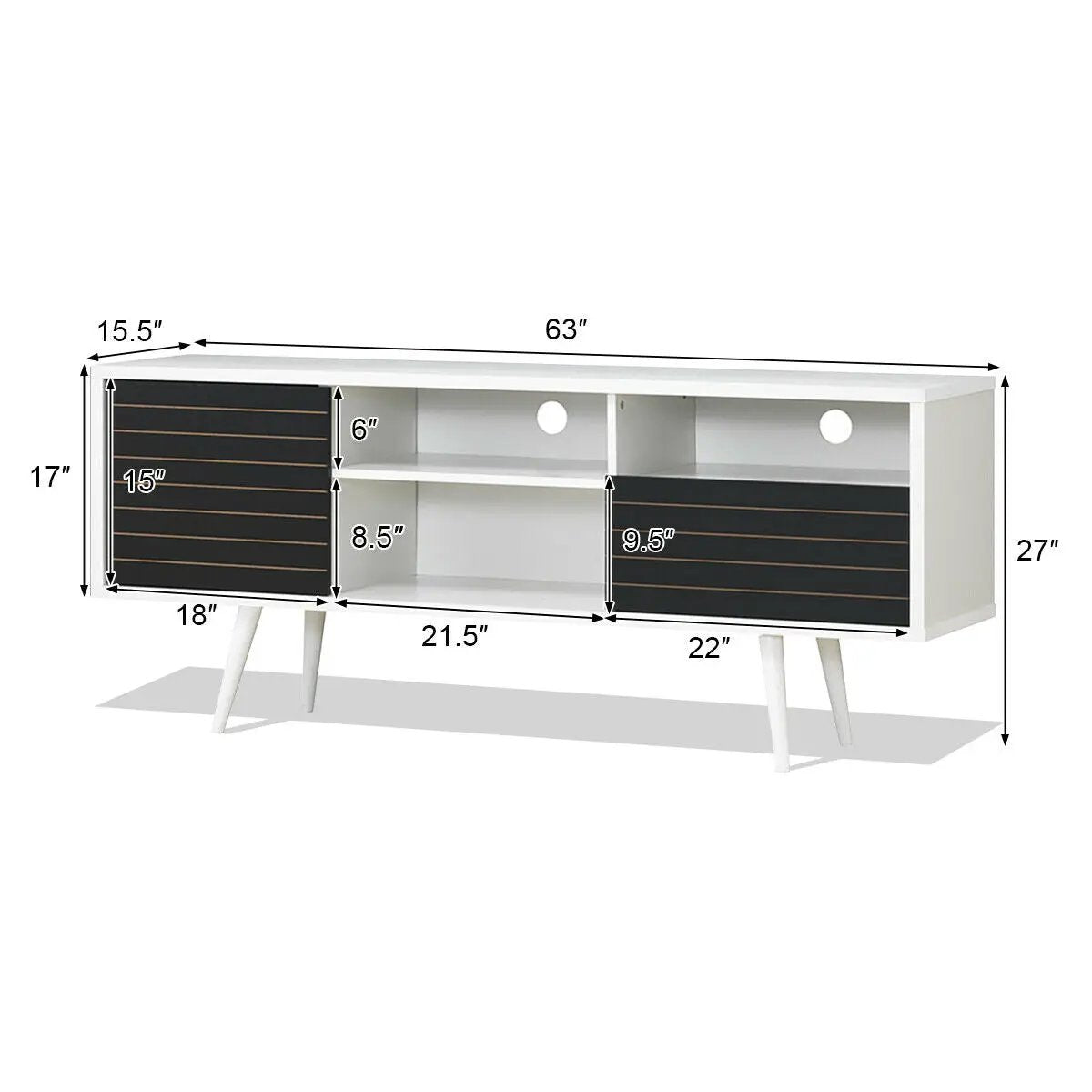 Mid-Century Modern TV Stand for TVs up to 65 Inch with Storage Shelves, photo 14 of 24