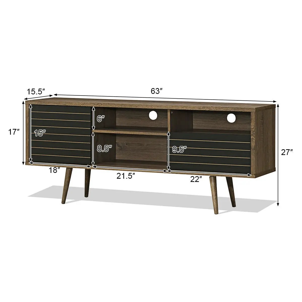 Mid-Century Modern TV Stand for TVs up to 65 Inch with Storage Shelves by DirectDeals