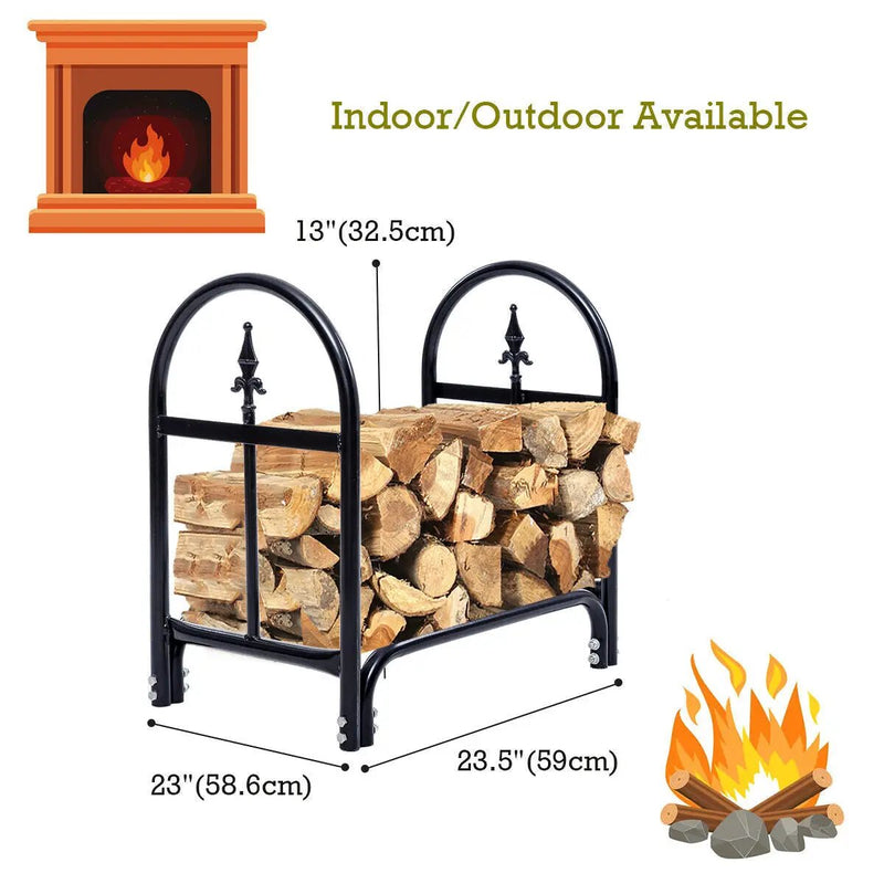 2 Feet Outdoor Heavy Duty Steel Firewood Storage Holder by DirectDeals
