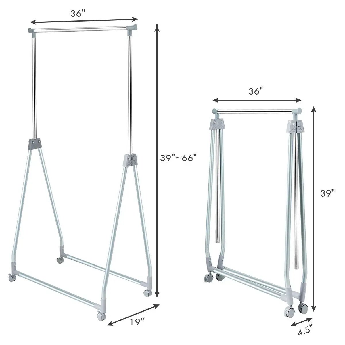 Extendable Foldable Heavy Duty Clothing Rack with Hanging Rod by DirectDeals