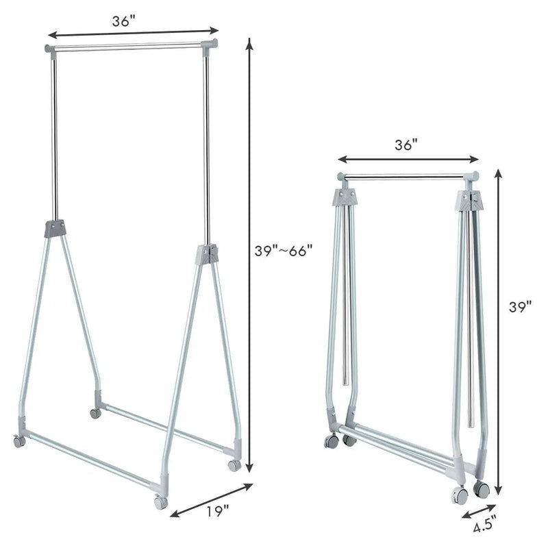 Extendable Foldable Heavy Duty Clothing Rack with Hanging Rod by DirectDeals