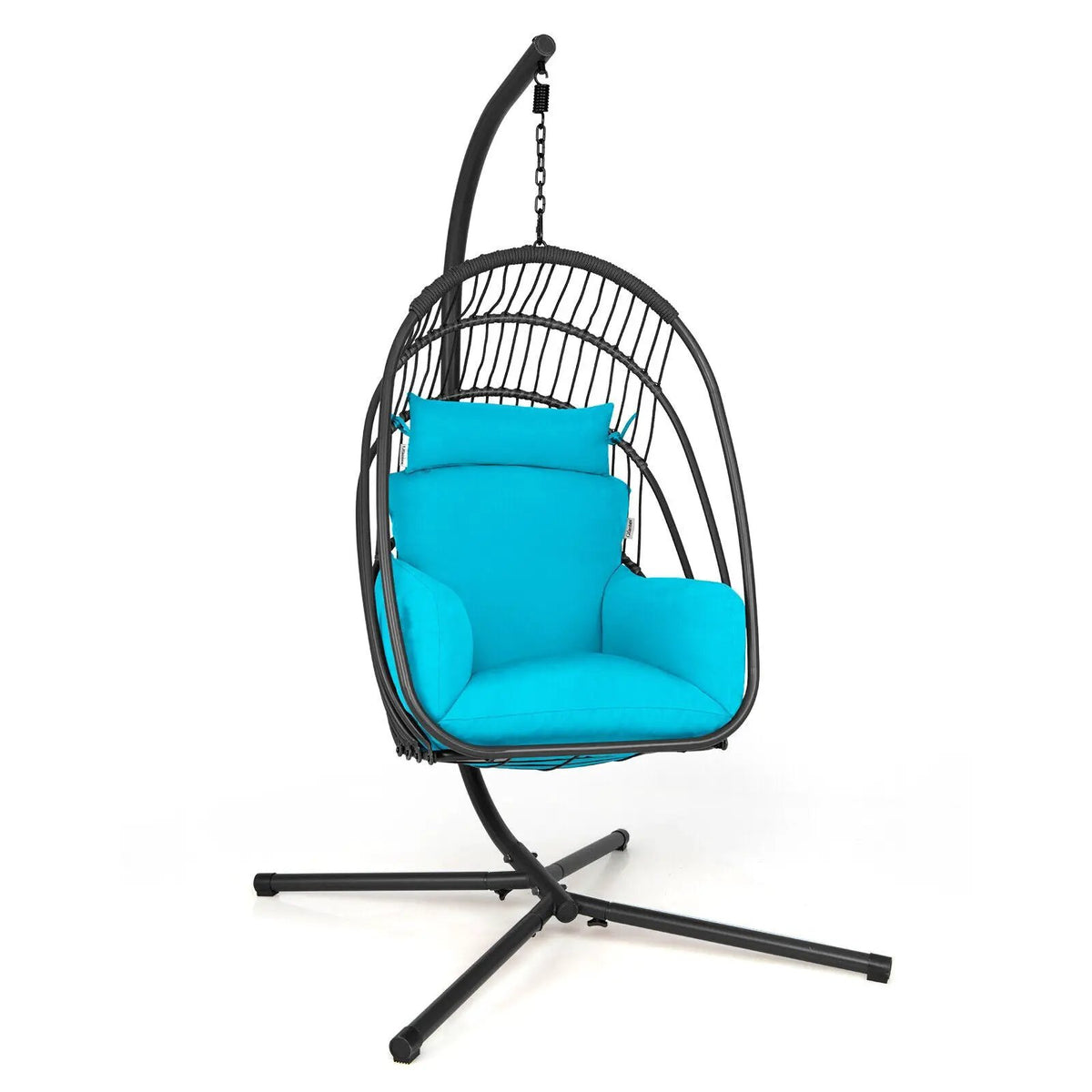 Hanging Folding Egg Chair with Stand Soft Cushion Pillow Swing Hammock, photo 8 of 24