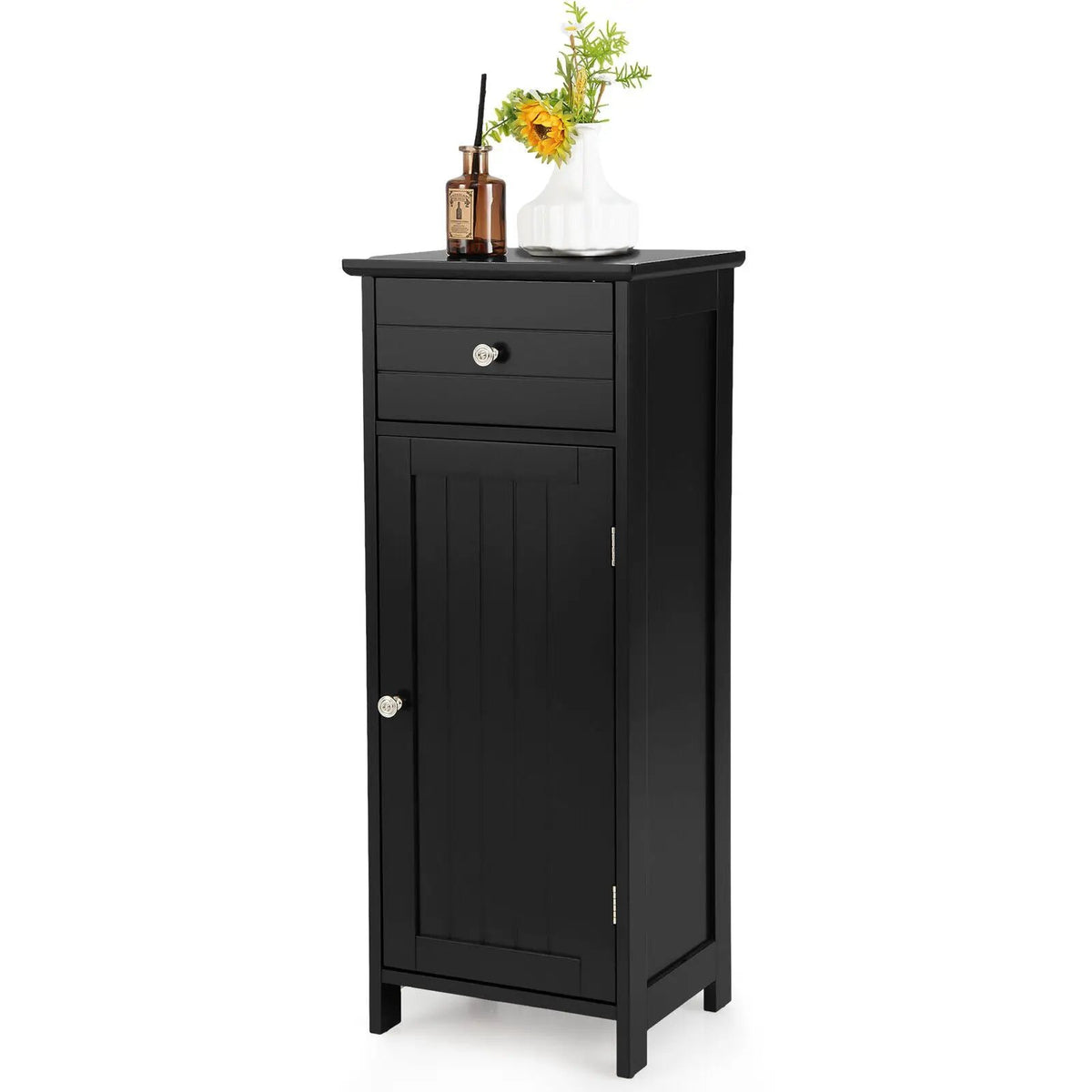 Wooden Bathroom Floor Storage Cabinet with Drawer and Shelf, photo 22 of 32