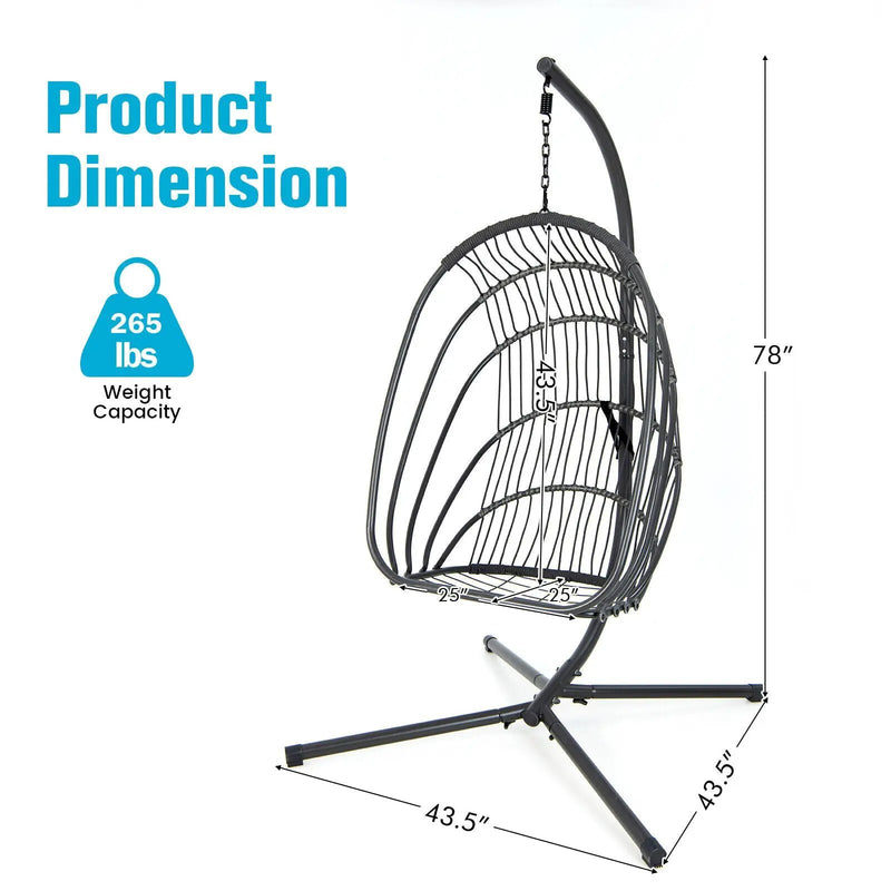 Hanging Folding Egg Chair with Stand Soft Cushion Pillow Swing Hammock by DirectDeals