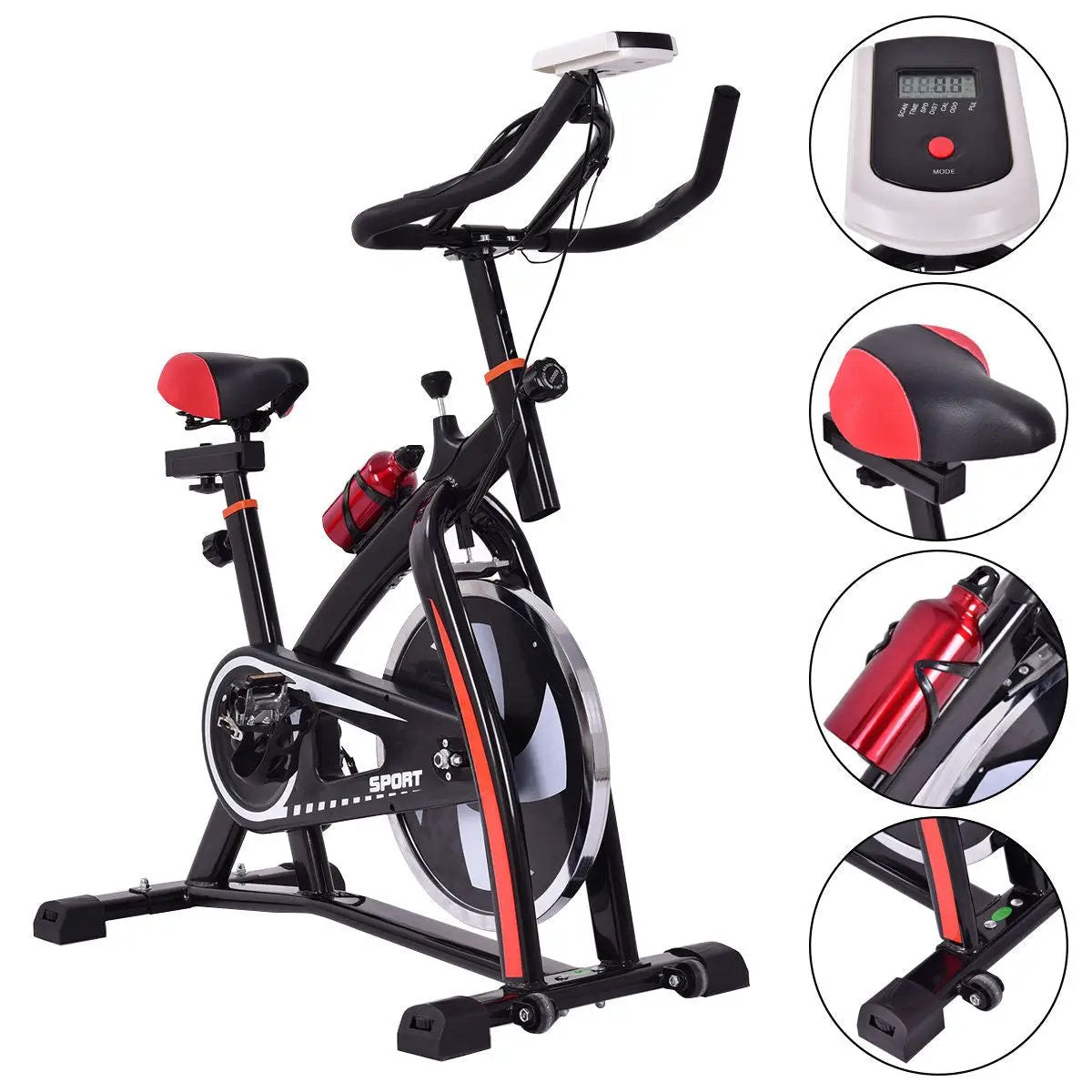Household Adjustable Indoor Exercise Cycling Bike Trainer with Electronic Meter by DirectDeals