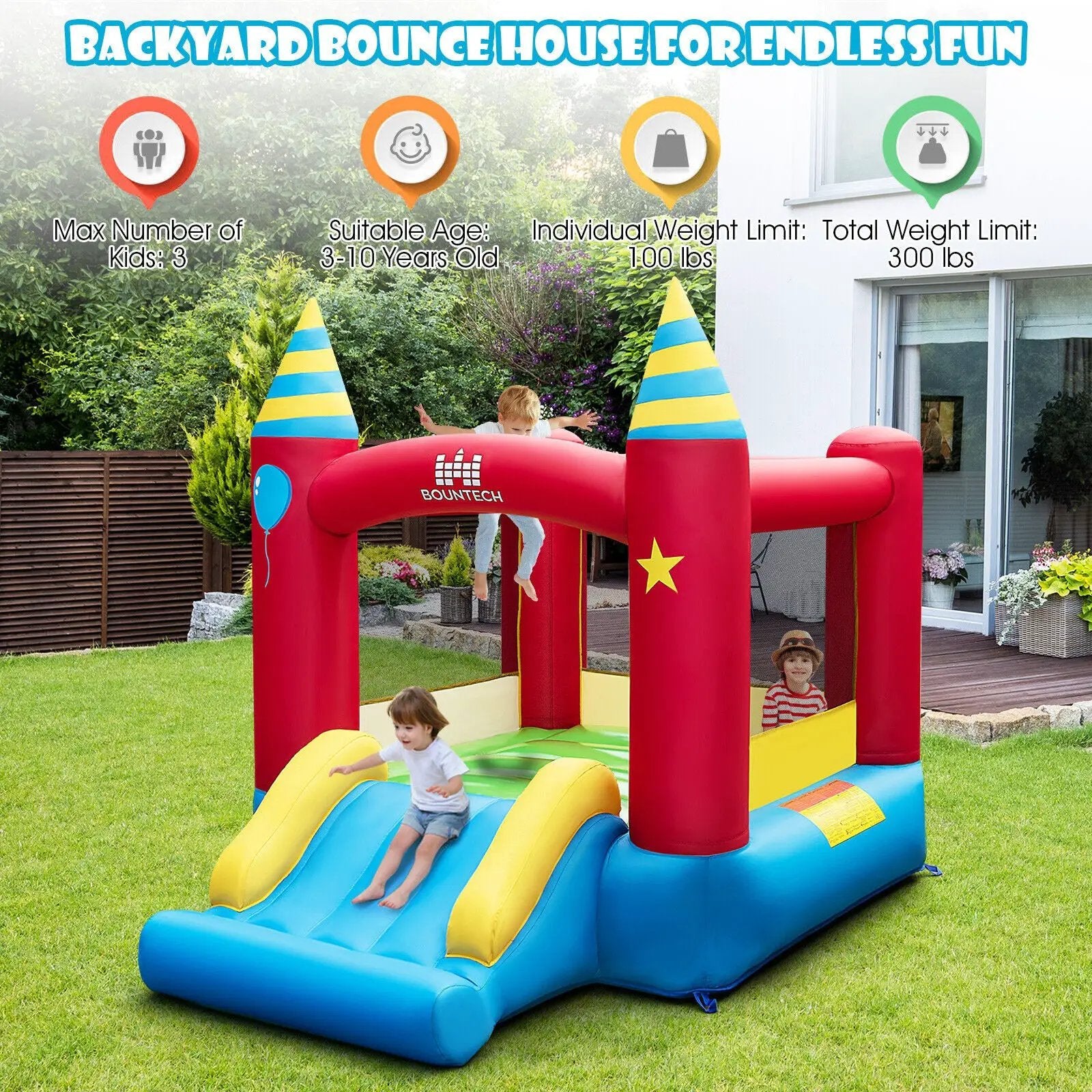 Kids Inflatable Bounce Castle Excluded Blower by DirectDeals