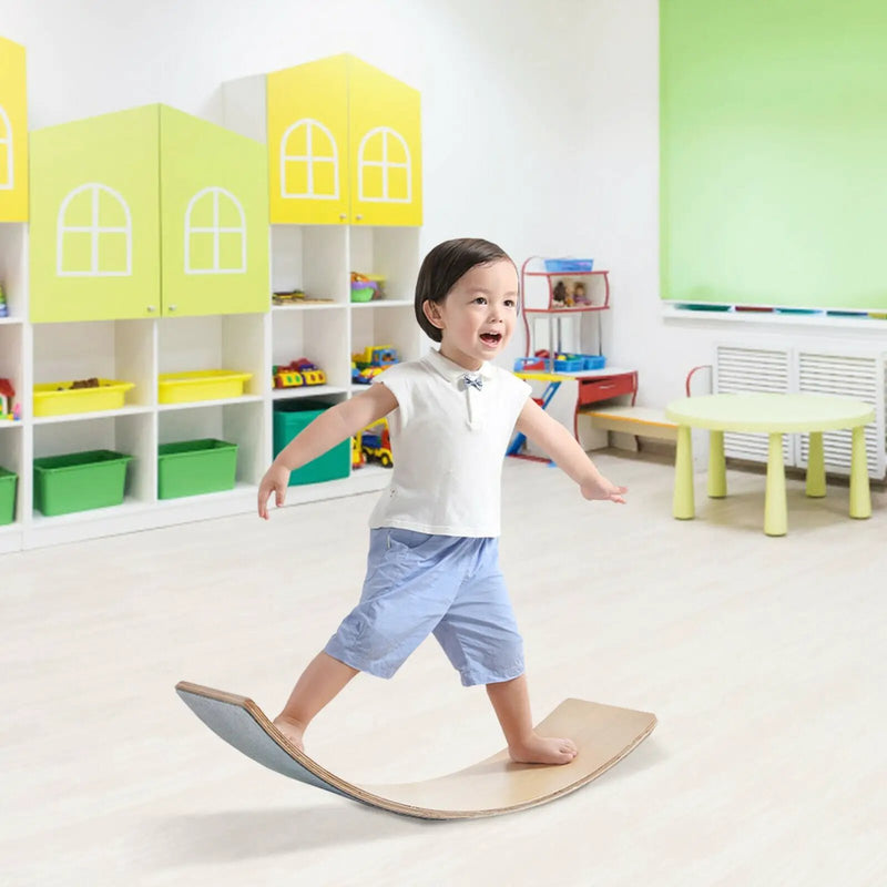 Wooden Wobble Balance Board Kids with Felt Layer-Natural by DirectDeals