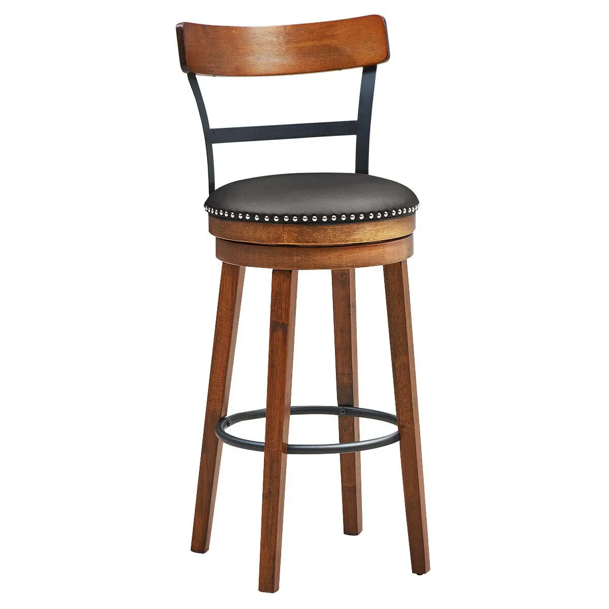 30.5 Inch 360-Degree Swivel Stools with Leather Padded Seat, photo 5 of 16