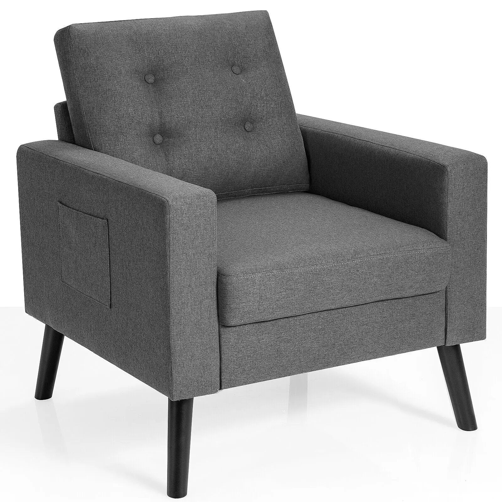 Mid-Century Upholstered Armchair Club Chair with Rubber Wood Legs by DirectDeals
