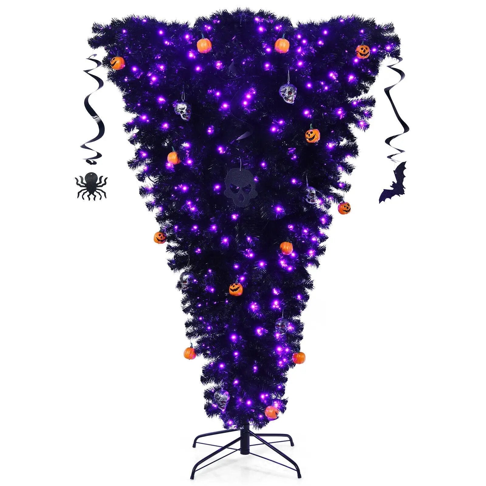 6 Feet Upside Down Artificial Christmas Tree with 270 Purple LED lights by DirectDeals