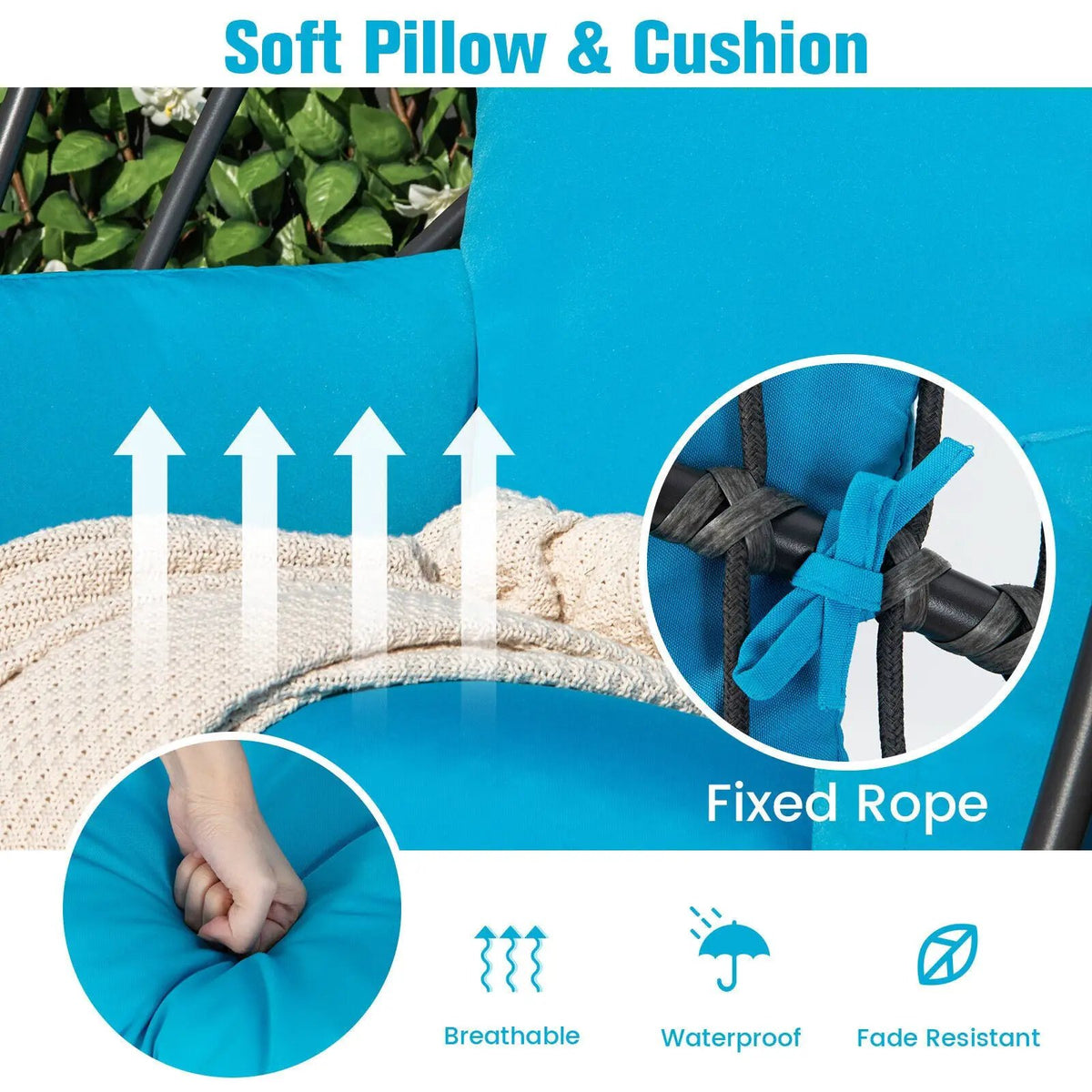 Hanging Folding Egg Chair with Stand Soft Cushion Pillow Swing Hammock, photo 13 of 24