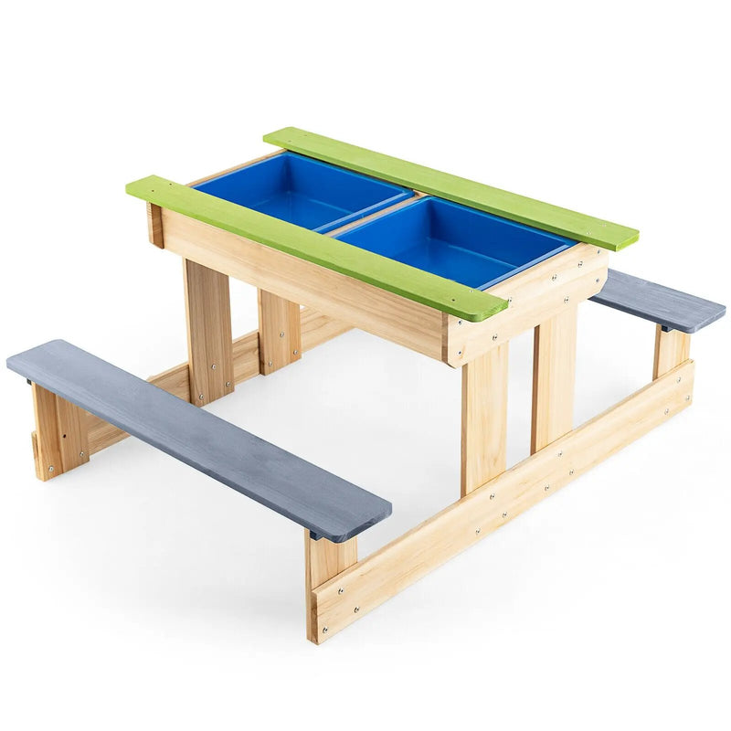 3-in-1 Outdoor Wooden Kids Water Sand Table with Play Boxes by DirectDeals