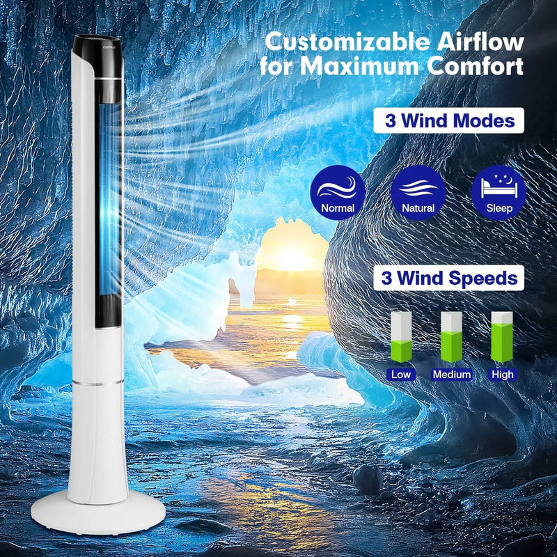 Portable 48 Inches Tower Fan with Remote Control-White by DirectDeals