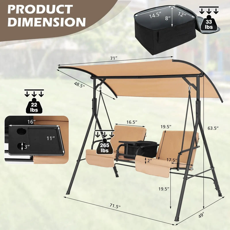 Porch Swing Chair with Adjustable Canopy by DirectDeals