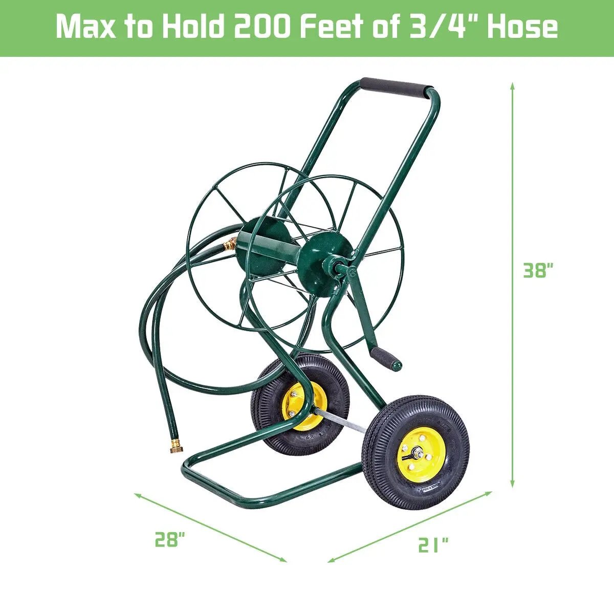 Garden Steel Frame Wheeled Hose Reel Cart by DirectDeals