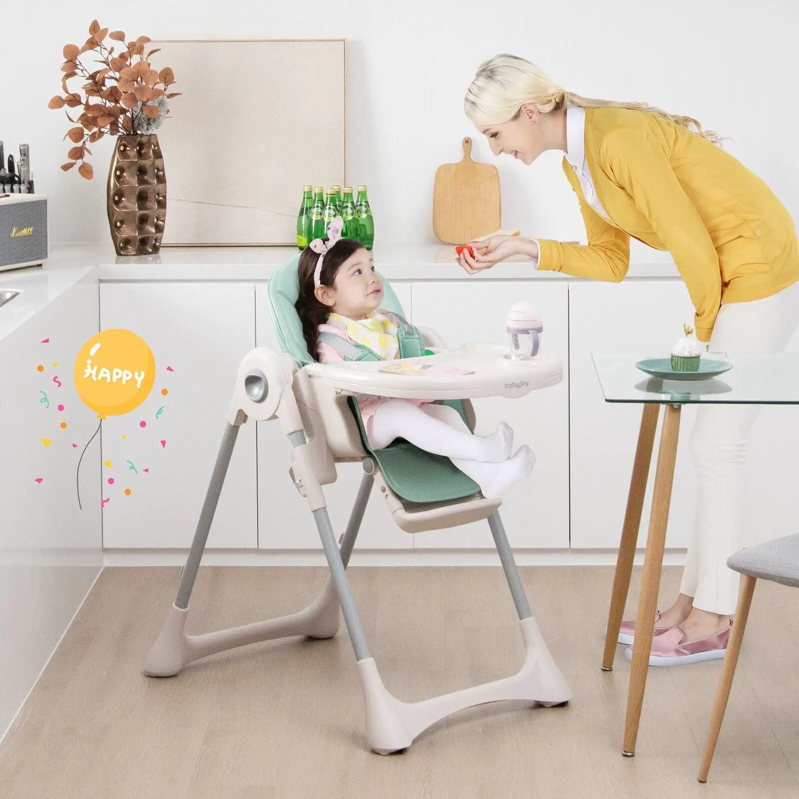 Baby Folding High Chair Dining Chair with Adjustable Height and Footrest by DirectDeals