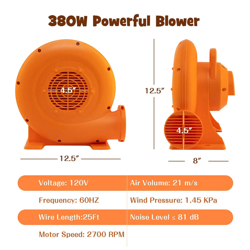 380W Air Blower (0.5HP) for Inflatables with 25 feet Wire and GFCI Plug by DirectDeals