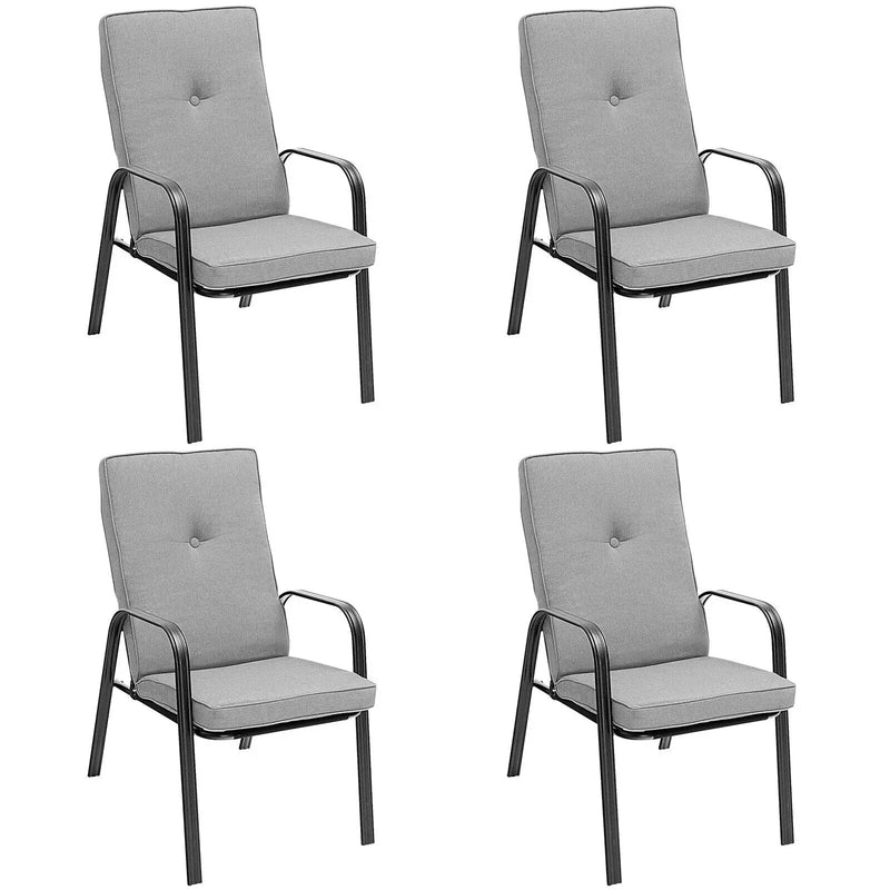 4 Patio Dining Stackable Chairs Set with High-Back Cushions by DirectDeals