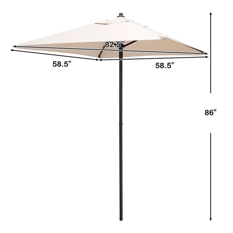 5 Feet Patio Square Market Table Umbrella Shelter with 4 Sturdy Ribs by DirectDeals
