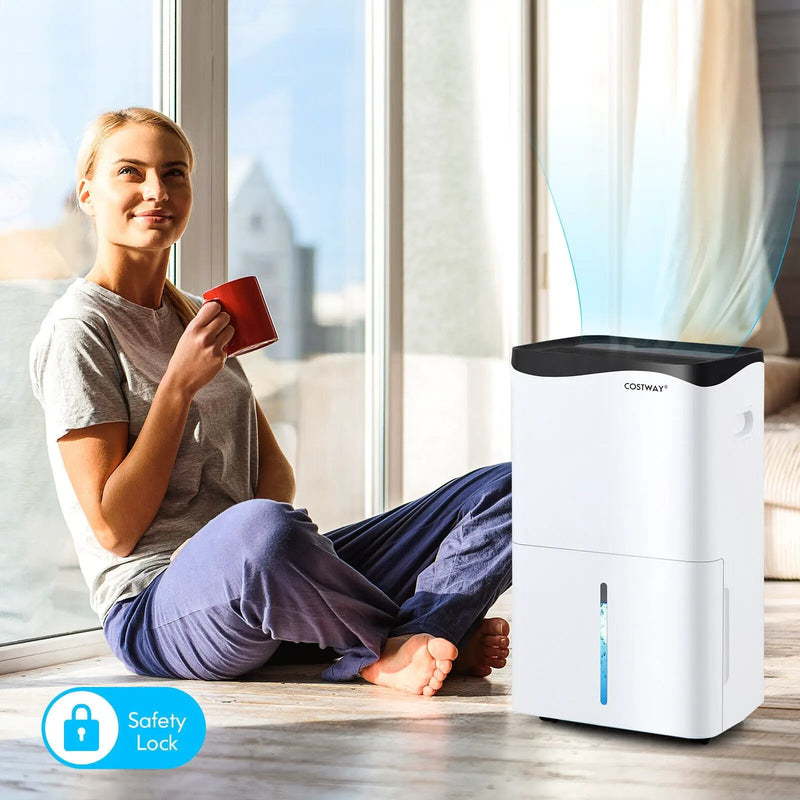 100-Pint Dehumidifier with Smart App and Alexa Control for Home and Basements-White by DirectDeals