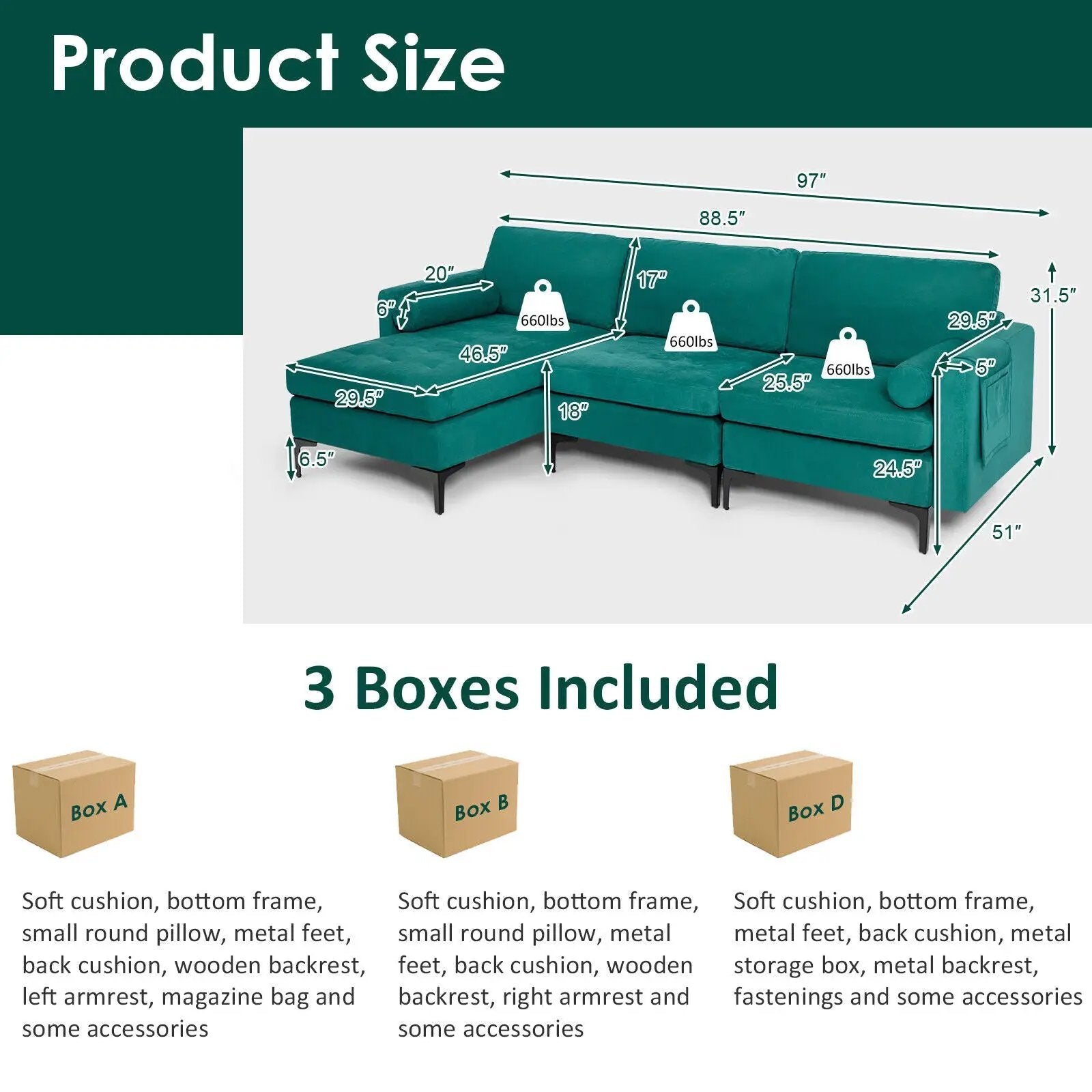 3-Seat L-Shaped Sectional Sofa with USB Ports & Storage by DirectDeals