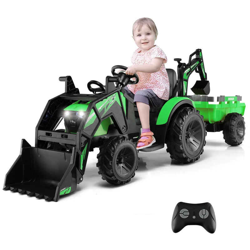 12V 3 in 1 Kids Ride On Excavator with Shovel Bucket and Music by DirectDeals