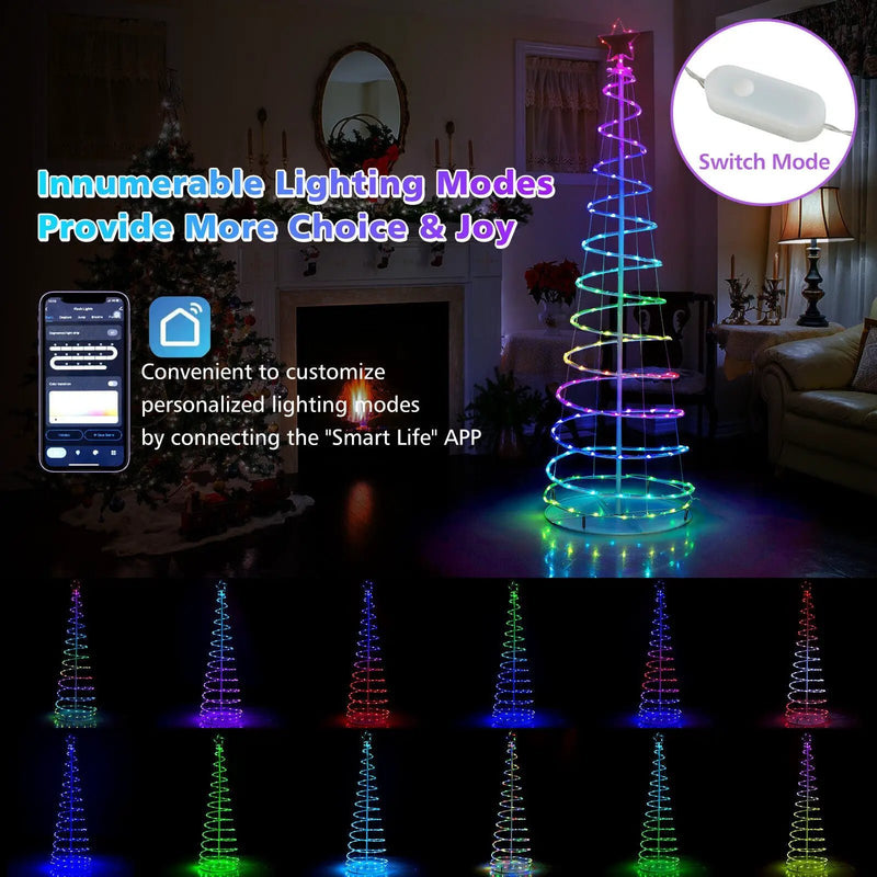 6 Feet Light Up Spiral Christmas Tree with Tree Top Star-White by DirectDeals