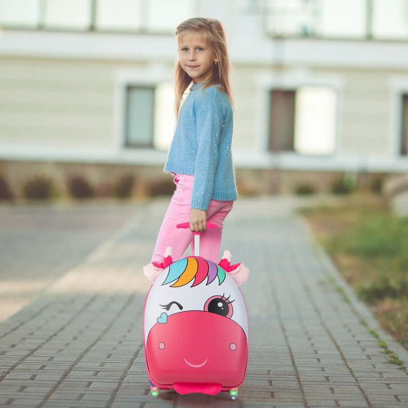 16 Inch Kids Rolling Luggage with 2 Flashing Wheels and Telescoping Handle by DirectDeals
