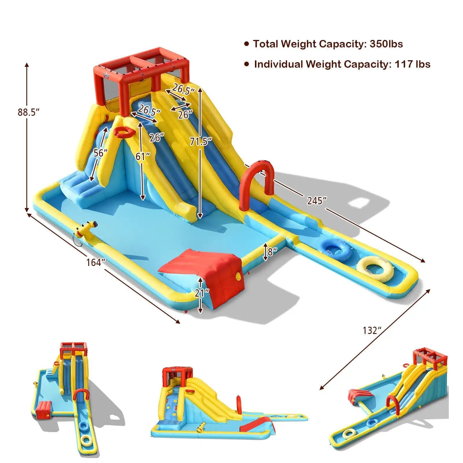 7-in-1 Inflatable Dual Slide Water Park Bounce House Without Blower by DirectDeals